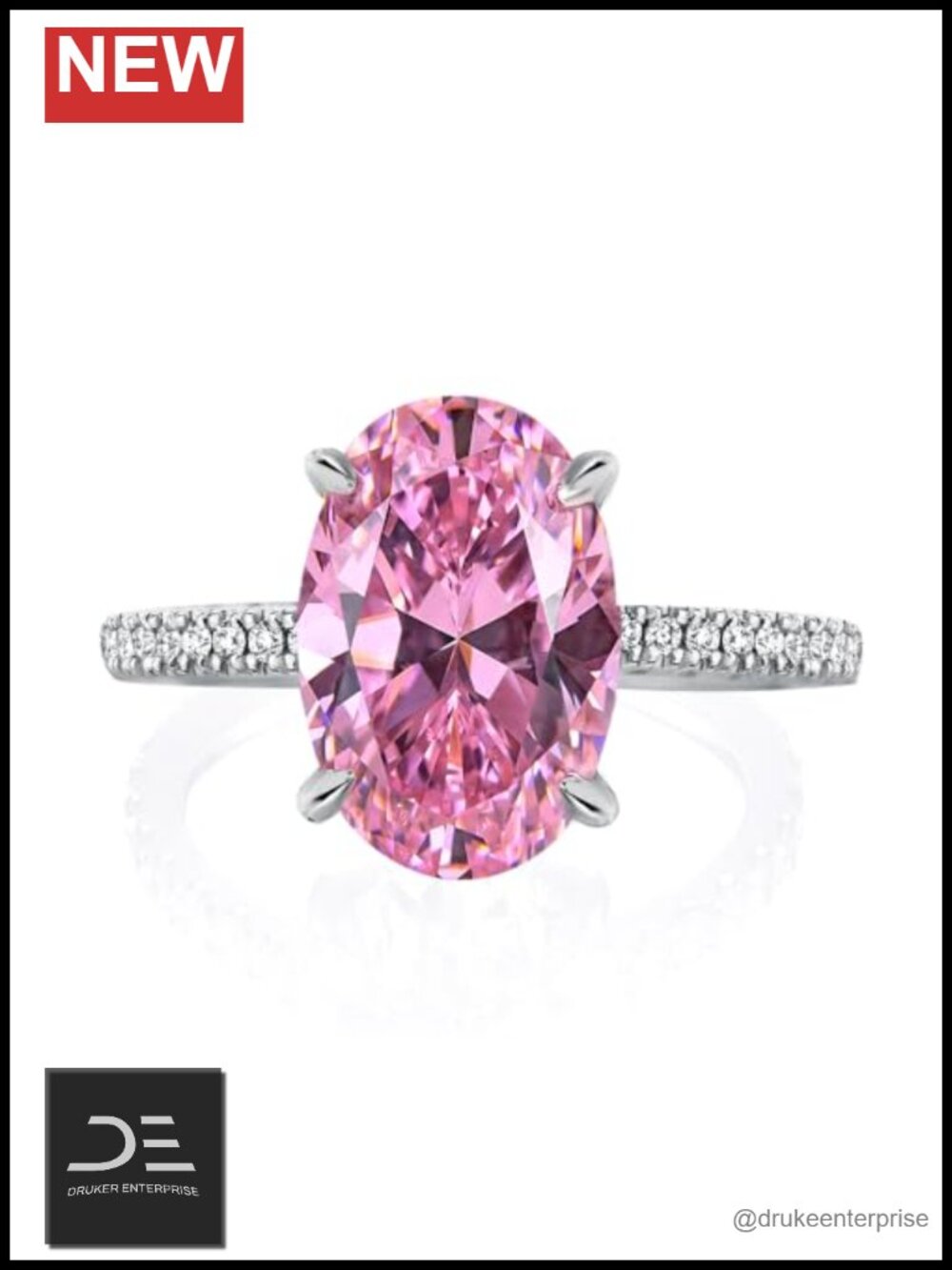 3.5CT Oval CZ S925 Silver Engagement Ring Promise Ring